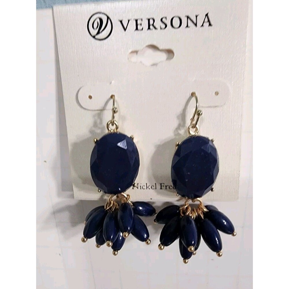 Versona Earrings Pierced Navy Blazer Dangle Earrings Nickel Free
